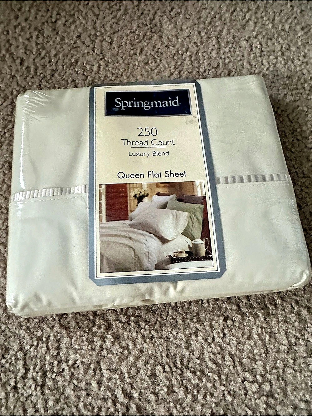 Springmaid 250 Thread Count Luxury Blend Queen Flat Sheet White Queen Flat Sheet